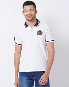 men slim fit polo t-shirt with logo print