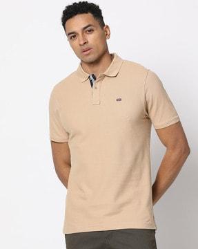 men slim fit polo t-shirt with logo print