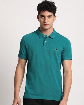 men slim fit polo t-shirt with logo print