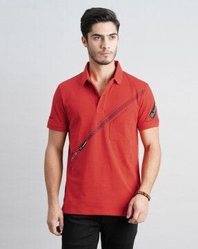 men slim fit polo t-shirt with patch pocket