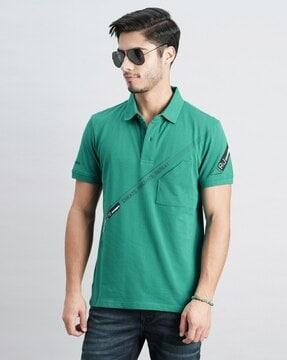 men slim fit polo t-shirt with patch pocket