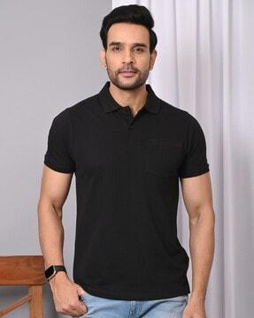 men slim fit polo t-shirt with patch pocket