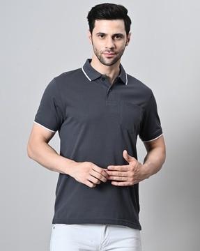 men slim fit polo t-shirt with patch pocket