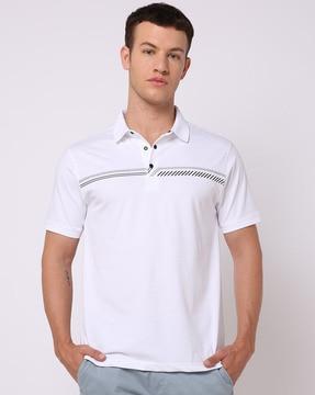 men slim fit polo t-shirt with placement stripes