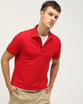 men slim fit polo t-shirt with ribbed collar