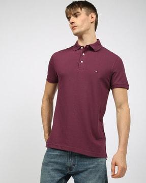 men slim fit polo t-shirt with ribbed collar