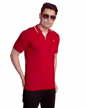 men slim fit polo t-shirt with ribbed hem