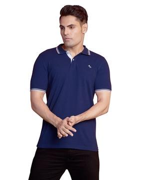 men slim fit polo t-shirt with ribbed hem