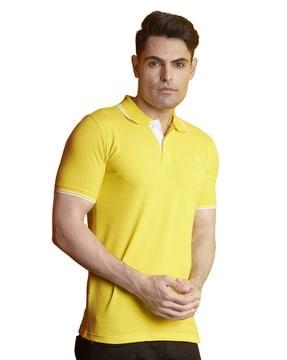 men slim fit polo t-shirt with ribbed hem