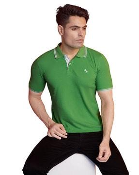 men slim fit polo t-shirt with ribbed hem