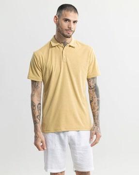 men slim fit polo t-shirt with ribbed hem