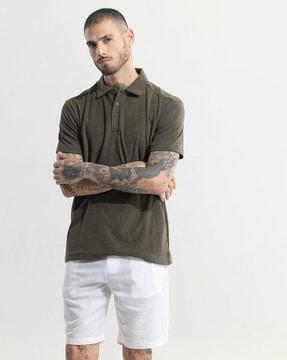 men slim fit polo t-shirt with ribbed hem