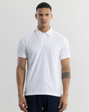 men slim fit polo t-shirt with ribbed hem