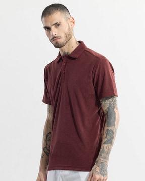 men slim fit polo t-shirt with ribbed hem