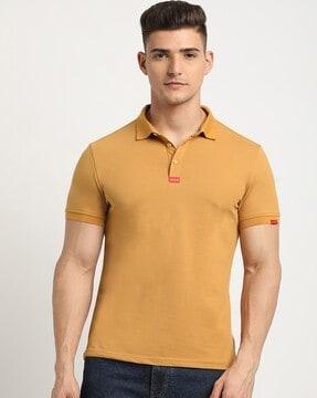men slim fit polo t-shirt with ribbed hem