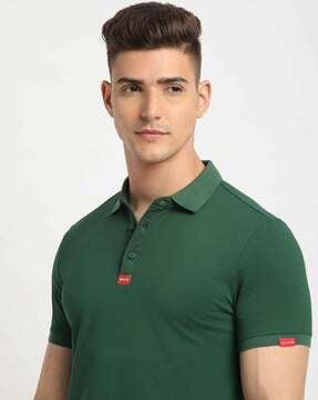 men slim fit polo t-shirt with ribbed hem