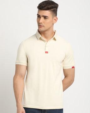 men slim fit polo t-shirt with ribbed hem