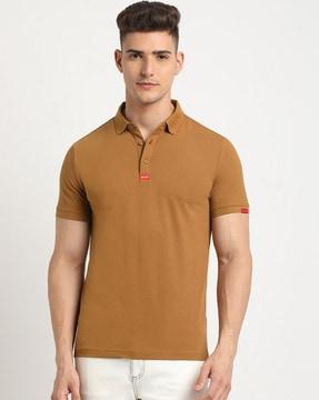 men slim fit polo t-shirt with ribbed hem