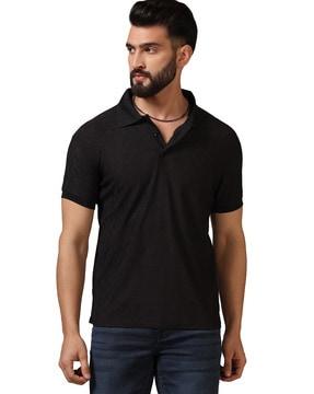 men slim fit polo t-shirt with ribbed hem