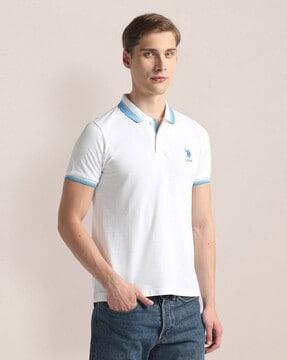 men slim fit polo t-shirt with striped collar