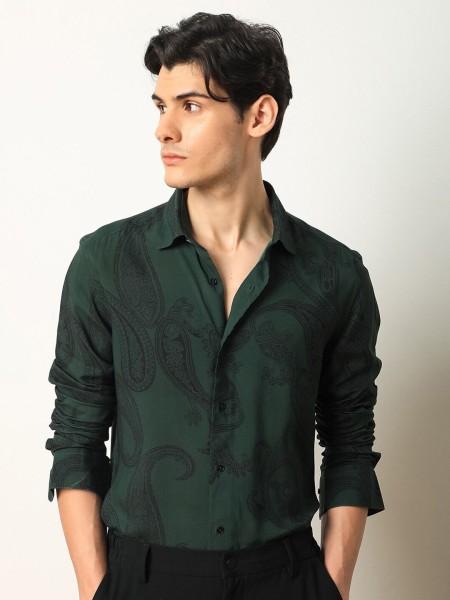 men slim fit printed casual shirt