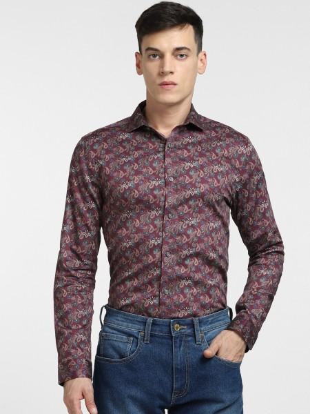 men slim fit printed casual shirt