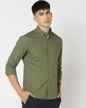 men slim fit shirt with button-down collar