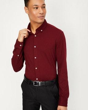 men slim fit shirt with button-down collar