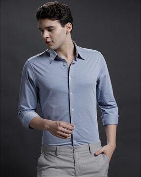 men slim fit shirt with button-down collar