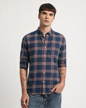 men slim fit shirt with button-down collar