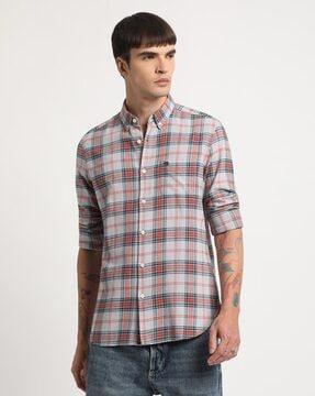 men slim fit shirt with button-down collar