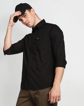 men slim fit shirt with button-down collar