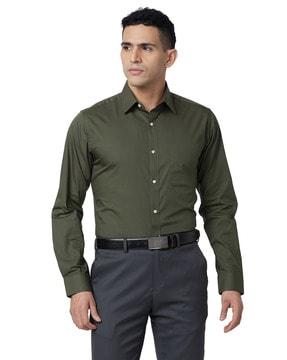 men slim fit shirt with cuffed sleeves