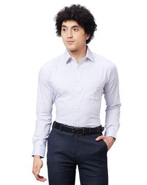 men slim fit shirt with cuffed sleeves