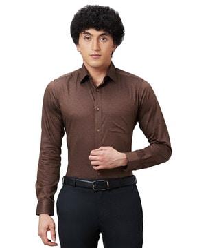 men slim fit shirt with cuffed sleeves