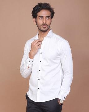 men slim fit shirt with curved hem