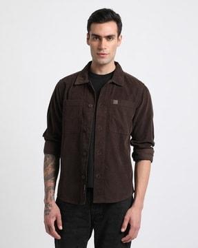 men slim fit shirt with flap pockets