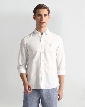 men slim fit shirt with logo embroidery