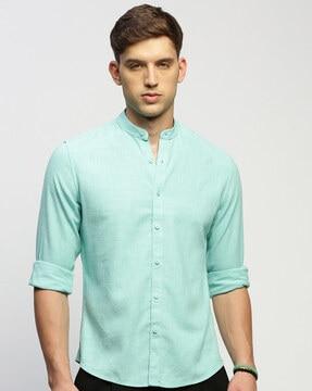 men slim fit shirt with mandarin collar