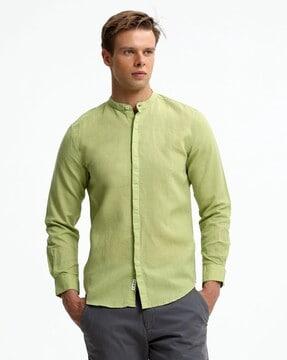 men slim fit shirt with mandarin collar