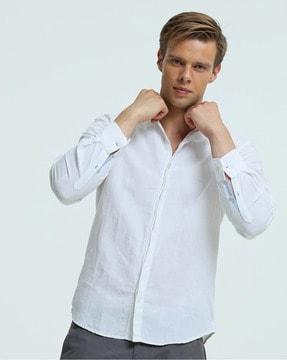 men slim fit shirt with mandarin collar