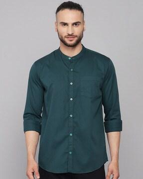 men slim fit shirt with patch pocket