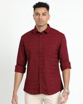 men slim fit shirt with patch pocket