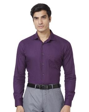 men slim fit shirt with patch pocket