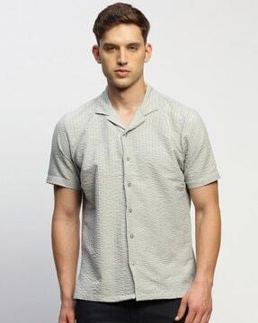 men slim fit shirt with short sleeves