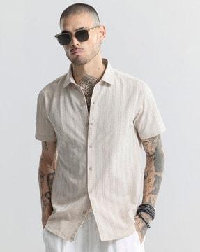 men slim fit shirt with short sleeves