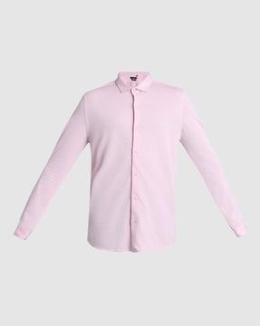 men slim fit shirt with spread collar