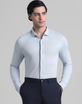 men slim fit shirt with spread collar