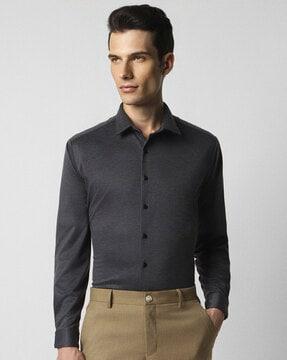 men slim fit shirt with spread collar