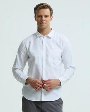 men slim fit shirt with spread collar